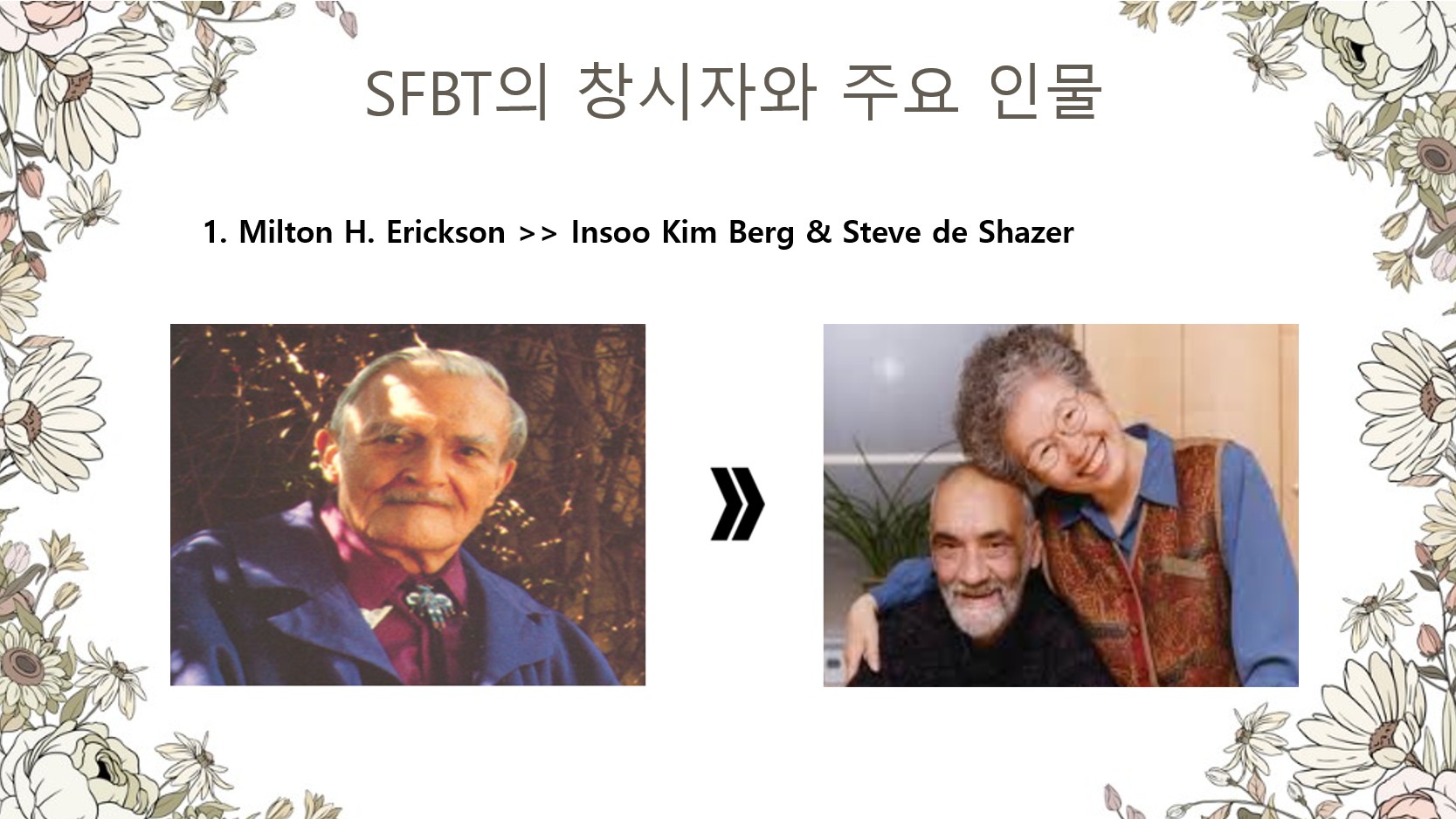 3. 해결중심단기치료(SFBT)의 창시자와 주요 인물들을 만나보아요.